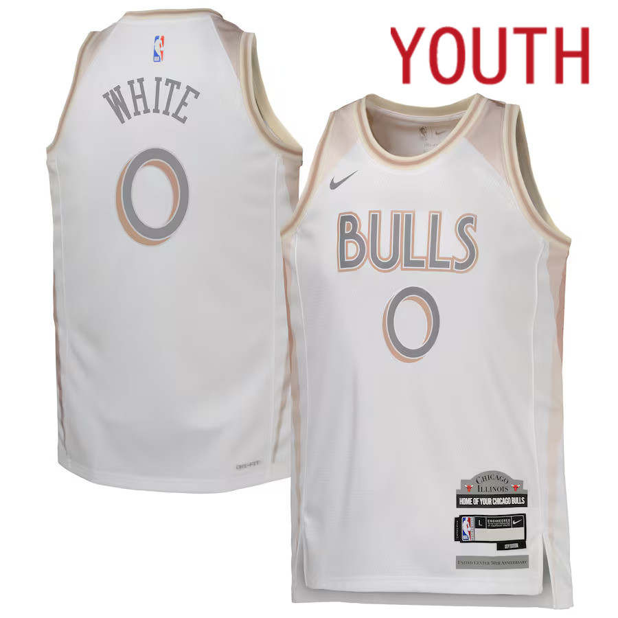 Youth Chicago Bulls #0 Coby White Nike White City Edition 2024-25 Swingman Player NBA Jersey->chicago bulls->NBA Jersey